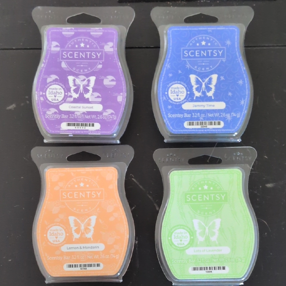 Scentsy Wax Bars Coastal Sunset, Jammy Time, Lemon & Mandarin, Lots Of lavender.